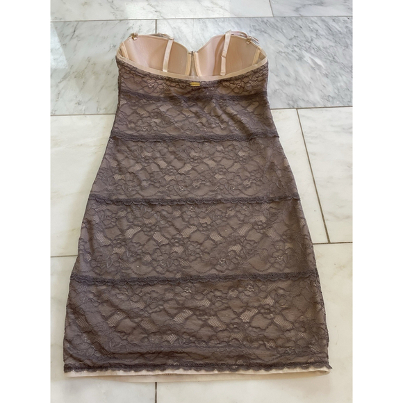 Skinny Girl Smoothers & Shapers Beige & Gray Lace Underwire Mini Dress Shapewear - Picture 9 of 14